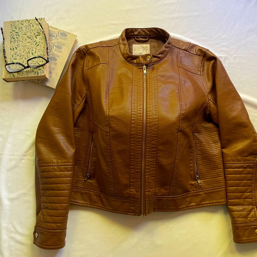 A New Day Women’s Full-Zip Faux Leather Motto Jacket